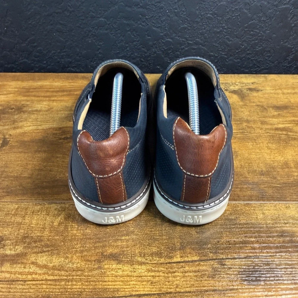 Johnston & Murphy McGuffey 25-3727 Navy Perforated Leather Slip-On Mens 10M
